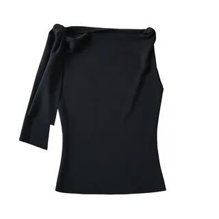 Sleeveless Asymmetrical Plain Top Black by Ulark