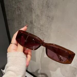 Vintage Rectangle Sunglasses Transparent Brown | MOL Girl 282384535