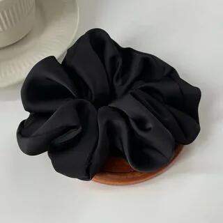 Plain Satin Scrunchie 1 Pc - Black | Ordinario by Ordinario