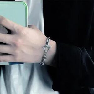 Layered Chain Bracelet / Necklace T-Bar Bracelet - Silver - 18cm 282392327