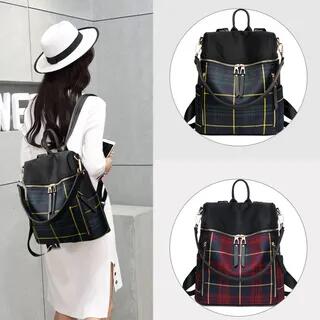 Plaid Lightweight Backpack Black Elephantidae by NewTown