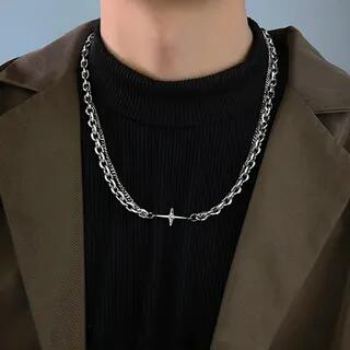 Layered Chain Bracelet / Necklace Star Necklace - Silver - 60cm by Soosina