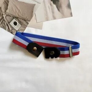 Unisex Lazy Canvas Belt in 12 Colors Blue & White & Red - 100cm 282392789