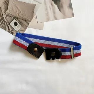 Unisex Lazy Canvas Belt in 12 Colors Blue & White & Red - 100cm by Lunashore