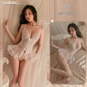 Lace Ruffle Crotchless Teddy White 282398206