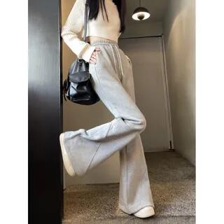 High Waist Plain Wide Leg Pants Gray by Fabricino