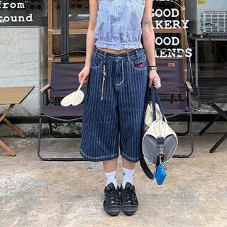 Low Waist Striped Jorts Blue by Jerolenea