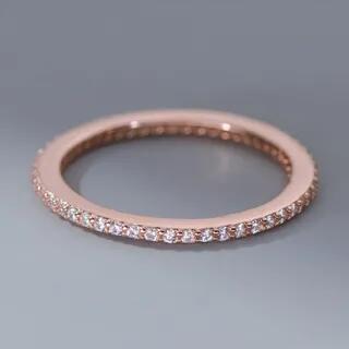 Rhinestone Sterling Silver Ring 1 Pc - S925 Silver - Rose Gold - US Size 8 by A’ROCH