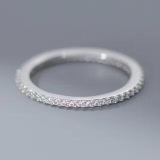 Rhinestone Sterling Silver Ring 1 Pc - S925 Silver - Silver - US Size 5 by A’ROCH