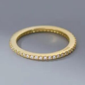 Rhinestone Sterling Silver Ring 1 Pc - S925 Silver - Gold - US Size 6 282404176
