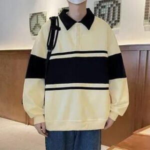 Two Tone Polo Sweatshirt Almond 282408350
