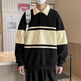 Two Tone Polo Sweatshirt Black by Acrius