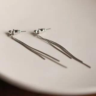 Alloy Threader Earring 1 Pair - 925 Silver Stud - Silver by pexrl jewelry