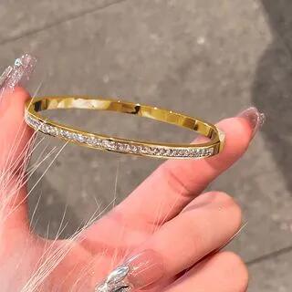 Rhinestone Bangle Gold | Gaya by Gaya