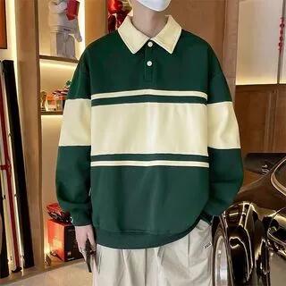 Two Tone Polo Sweatshirt Green by Acrius