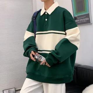 Two Tone Polo Sweatshirt Green | Lingaris by Lingaris