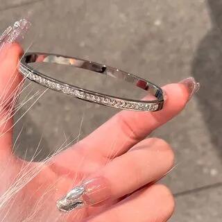 Rhinestone Bangle Silver | Gaya by Gaya