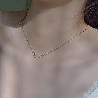 Faux Pearl Pendant Alloy Necklace Gold | True Glam by True Glam