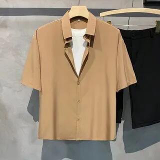 Short-Sleeve Plain Shirt C08 - Coffee by Nightbell