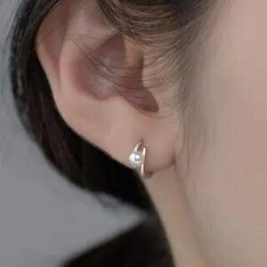 Faux Pearl Layered Sterling Silver Earring 1 Pair - White Faux Pearl - Silver 282410075