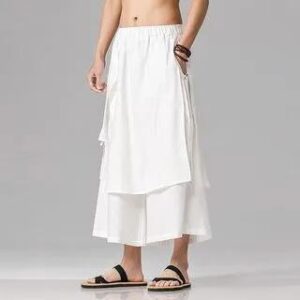 Low Rise Plain Asymmetrical Cropped Wide Leg Pants White 282415132
