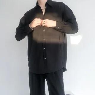 Long-Sleeve Plain Shirt Black | Acrius by Acrius