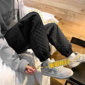Plain Quilted Sweatpants Black 282422510