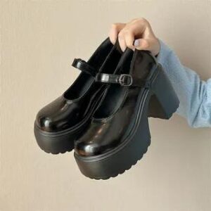 Platform Chunky Heel Mary Jane Shoes Black - 37 282422523