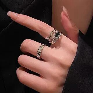 Set of 2: Alloy Open Ring (Various Designs) Set of 2 - Silver by Gemsha