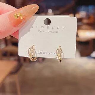 Rhinestone Hoop Earring E3081 - 1 Pair - Gold | LIVSIA by LIVSIA