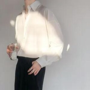 Long-Sleeve Plain Shirt White | Acrius 282422673