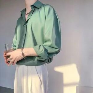Long-Sleeve Plain Shirt Green | Acrius 282422675