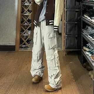 High-Waist Cargo Pants Off-White by Porstina