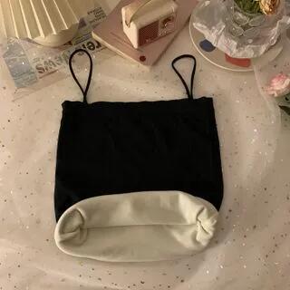 Fleece-Lined Plain Cami Top Black by Yako