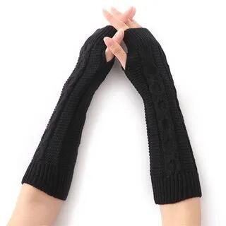 Knit Fingerless Gloves Black by Kinoxslone