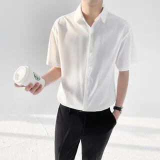 Short-Sleeve Plain Shirt White | Naideth by Naideth