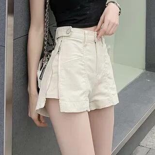 High Waist Denim Shorts Off-White by ANORA