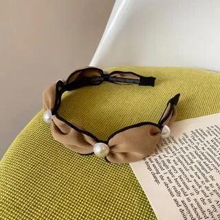 Faux Pearl Fabric Headband 01 - Khaki by Daeuni