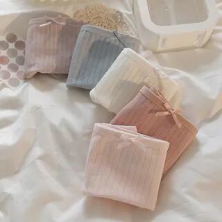 Set of 5: Plain Panties Set of 5 Pcs - 005 - Mauve & Blue & White & Light Pink & Dark Pink by Single Park