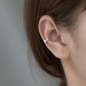 Layered Sterling Silver Cuff Earring 1 Pair - Silver | A’ROCH 282450867