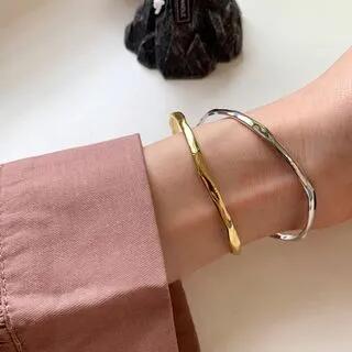 Sterling Silver Bangle SL0450 - Gold | Fireflicka by Fireflicka