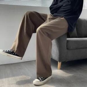 High-Waist Plain Wide-Leg Pants Black | Hushgrain 282462973
