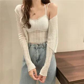 Set: Ribbed Cropped Camisole White by Magimomo