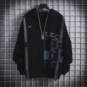 Buckled Hoodie Y306 - With Lining - Black 282463021