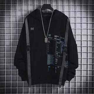 Buckled Hoodie Y306 - With Lining - Black by Nightbell