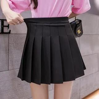 Elastic-Waist Pleated Skirt White by Ukiyo