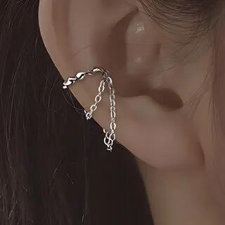 Chain Layered Alloy Cuff Earring 1 pc - Silver | Chimerro by Chimerro