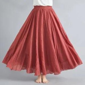 Maxi A-Line Linen Skirt Matcha Green 282472996
