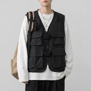 Unisex Buckled Multi-Pocket Utility Vest M2003 - Black | Cowpow by Cowpow