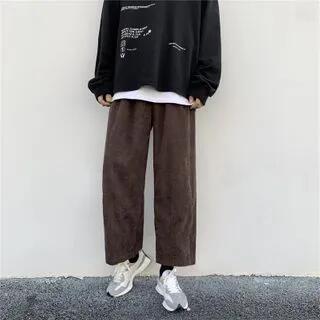 Corduroy Wide Leg Pants Black by Oakjam